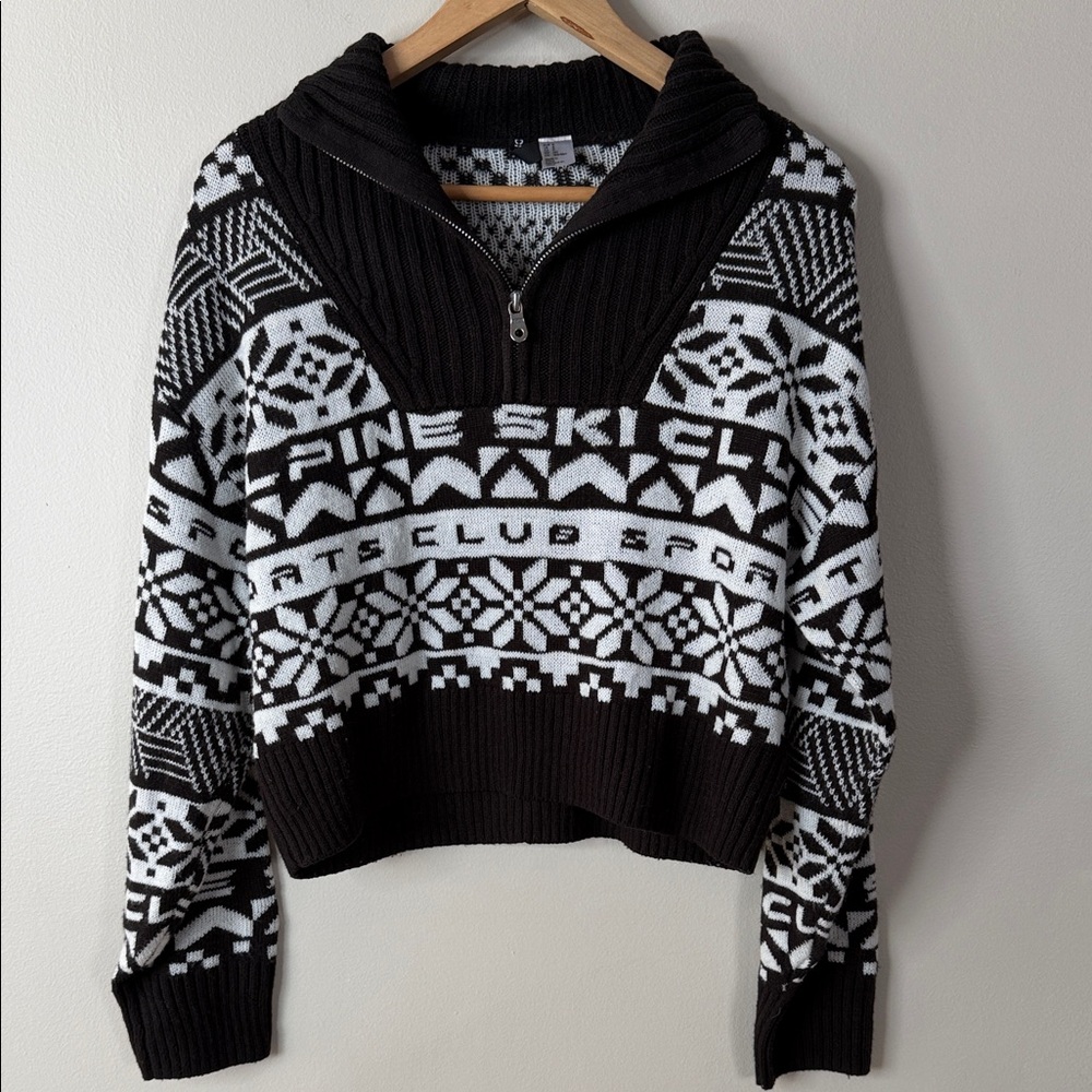 Divided Black and White Patterned Sweater